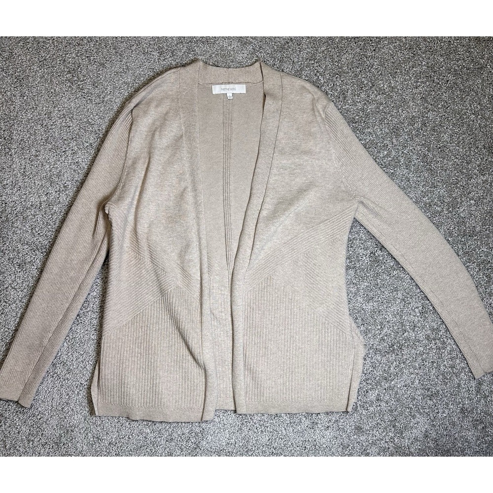 Verve Ami‎ Open Front Cardigan Sweater Women's Large Beige Lightweight Knit